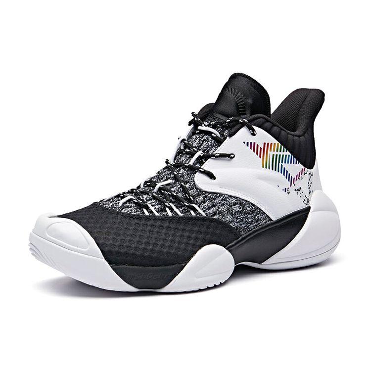 Anta Амортизирующие нескользящие прочные баскетбольные кроссовки среднего размера мужские кроссовки черные белые 11931605-4