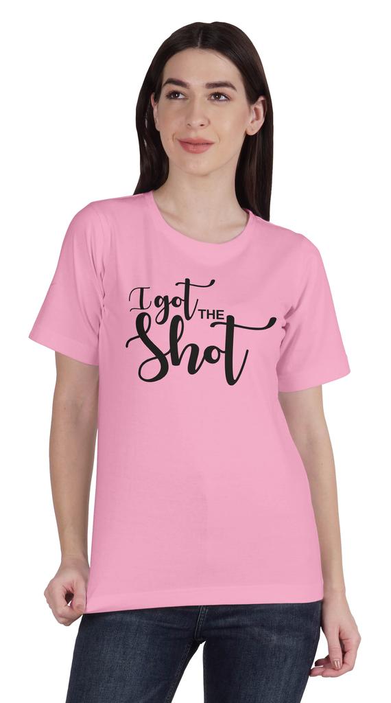 Inkmeso Женская футболка с круглым вырезом и надписью I Got The Shot Funny Pro Vaccine из хлопка