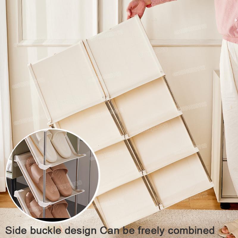 Многослойная штабелируемая полка для обуви, экономящая место, съемная полка для обуви для входной двери, органайзер для обуви