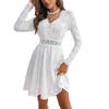 Elegant Women's Dress Solid Color Lace Patchwork Mini Holiday Dress Scallop Side Sun Dress