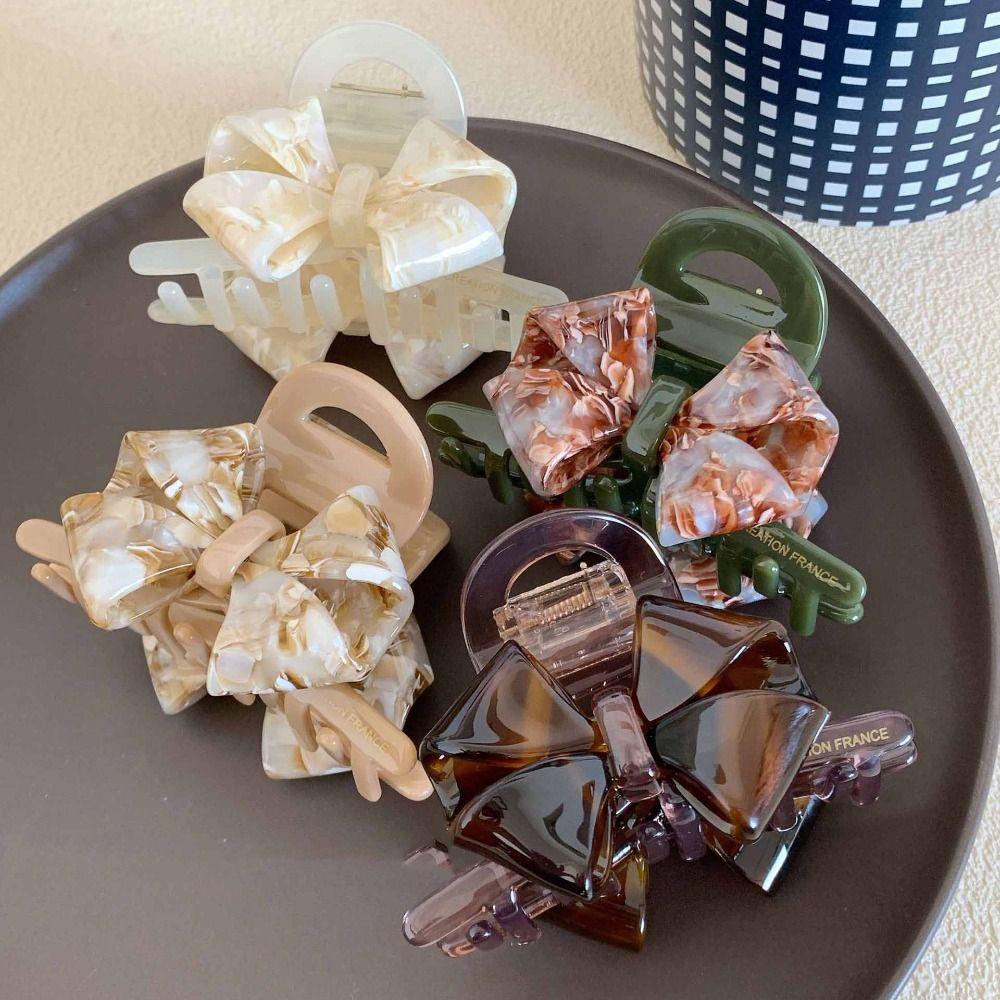 Hair Clip Retro Bow Acetate Hair Claw Jelly Shark Clip Fashion Solid Color Shark Clip  Girls