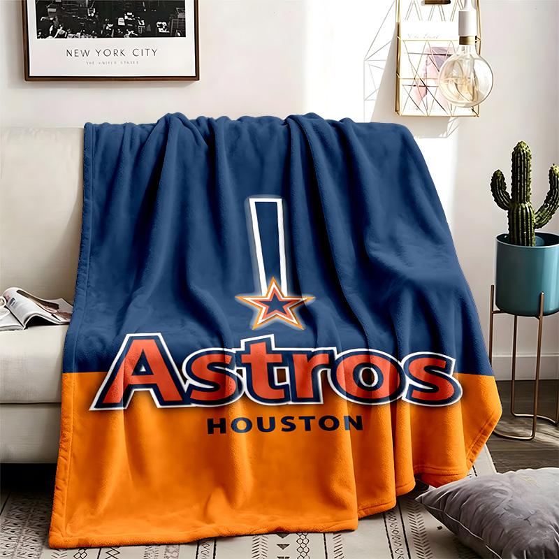 Houston Astros Theme Personalized Outdoor Flannel Blankets Soft And Suitable For All Seasons Perfect For Sofas Beds And Camping