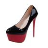 Fashion New Red Platform Heels Sexy Red Sole 16cm High Heels Wedding Shoes Naked Black Pointed Toe Red Soled Heels