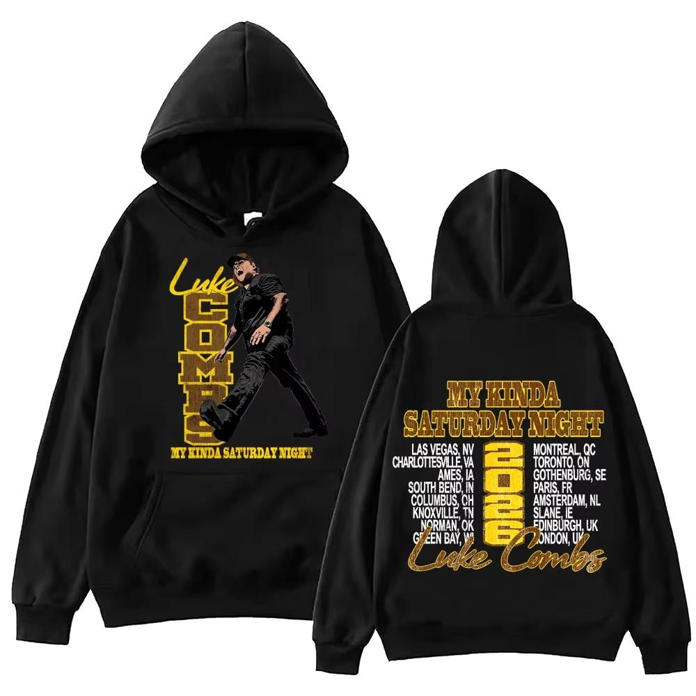 Худи Luke-Combs My Kinda Saturday Night Tour 2026 Мужское Женское Harajuku С длинным рукавом Пуловер Топы модный стритвир для повседневных образов