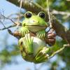 Swing Frog Figurine Hanging Resin Animal Statue Sculpture Pendant Indoor Outdoor Patio Yard Garden Decoration Ornament Christmas Gift