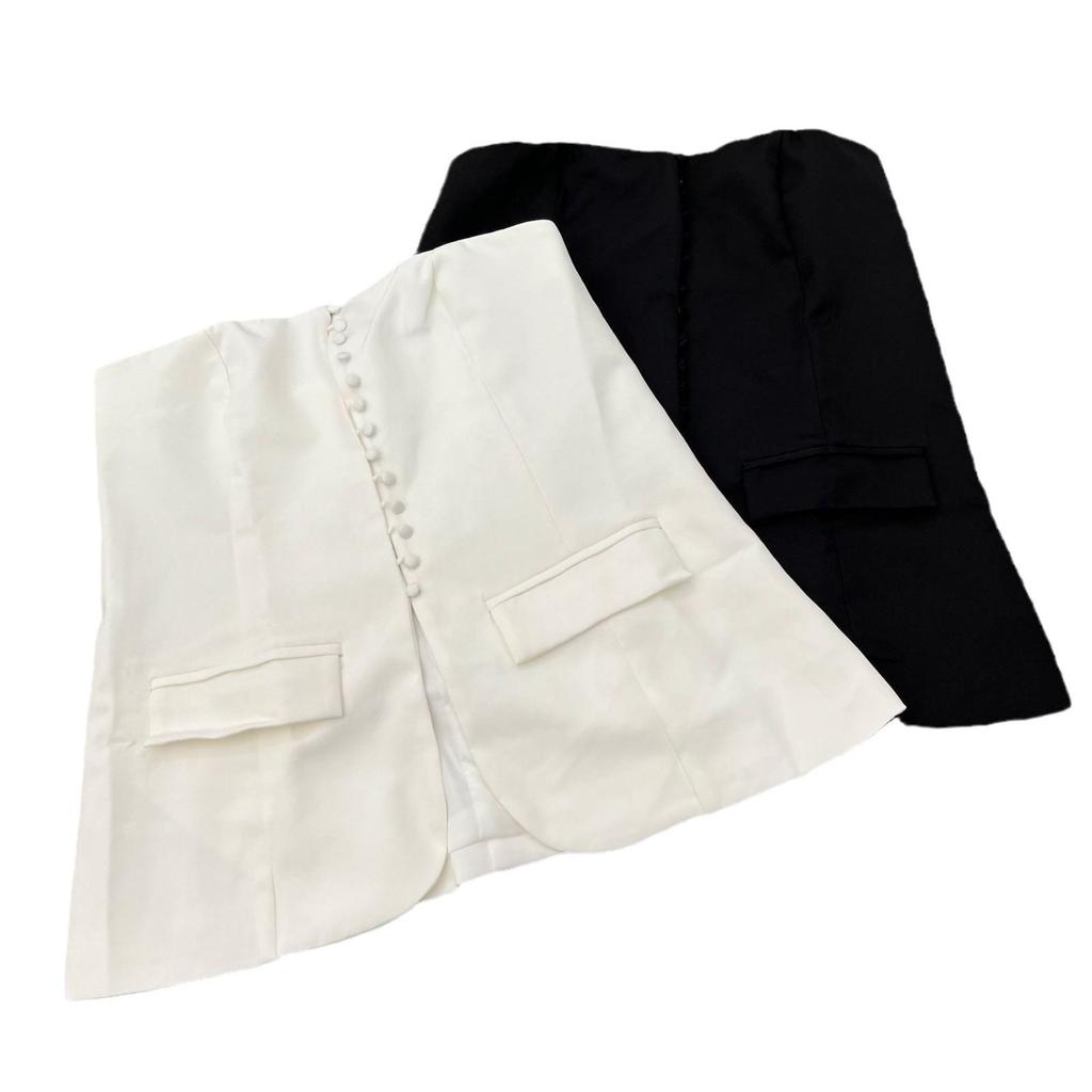 2024 Женский приталенный жилет без бретелей, подчеркивающий талию, с простыми пуговицами в ряд для осени/зимы