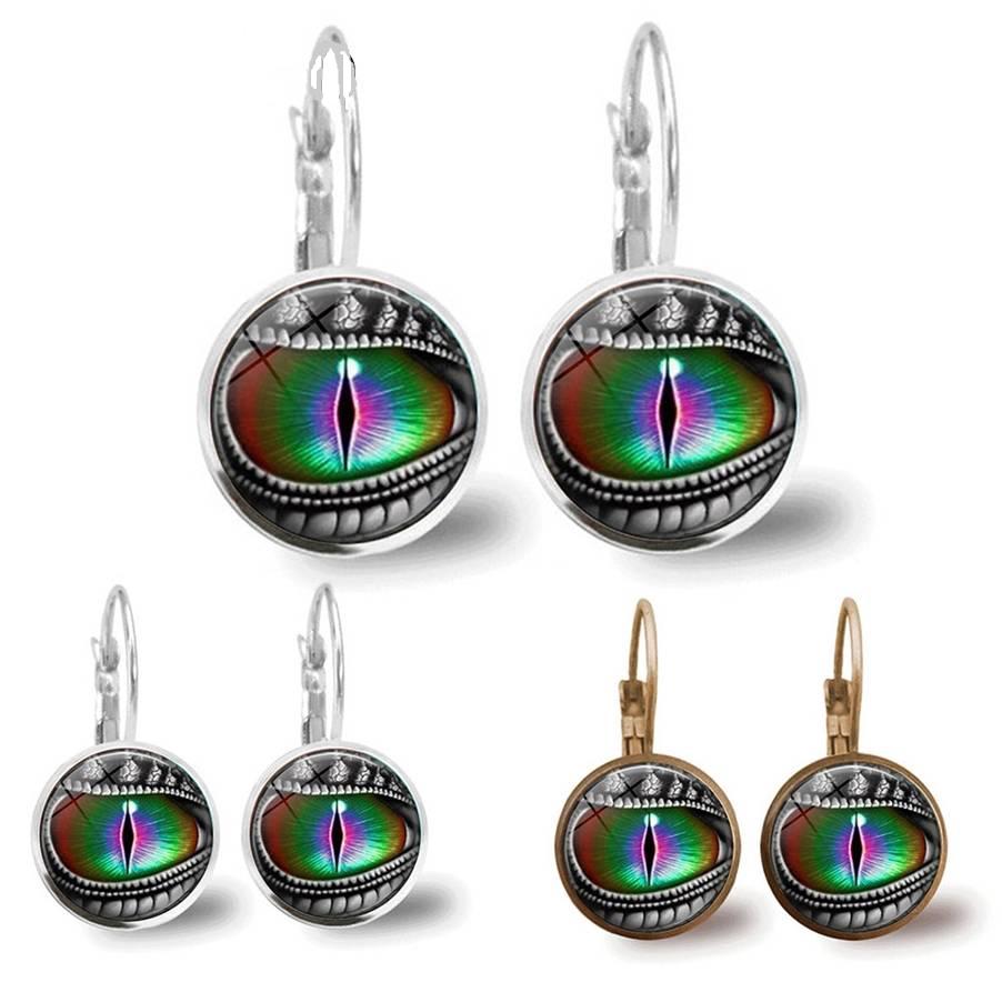 Серьги под латунь и серебро с изображением глаза дракона