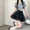 Летняя одежда Сетчатая юбка Черно-белая мини-юбка Женские черные милые пышные юбки 2023 Корейская модная новая одежда Уличная одежда