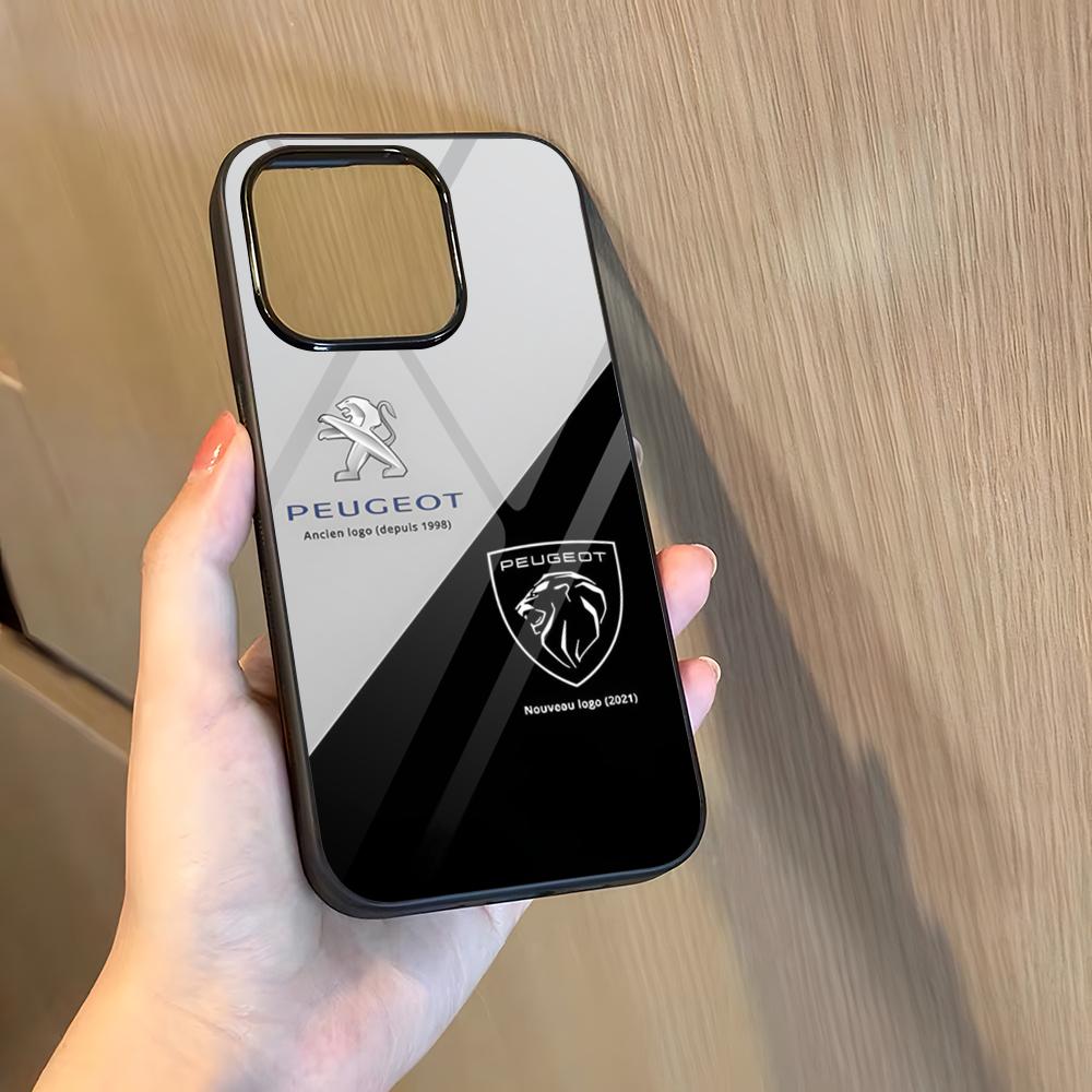 Чехол для телефона с логотипом автомобиля P-peugeotes Для 17 Pro Max Iphone 16 Plus 15 Pro Max 14 12 11 13 Mini X Xs XR PC+TPU Чехол