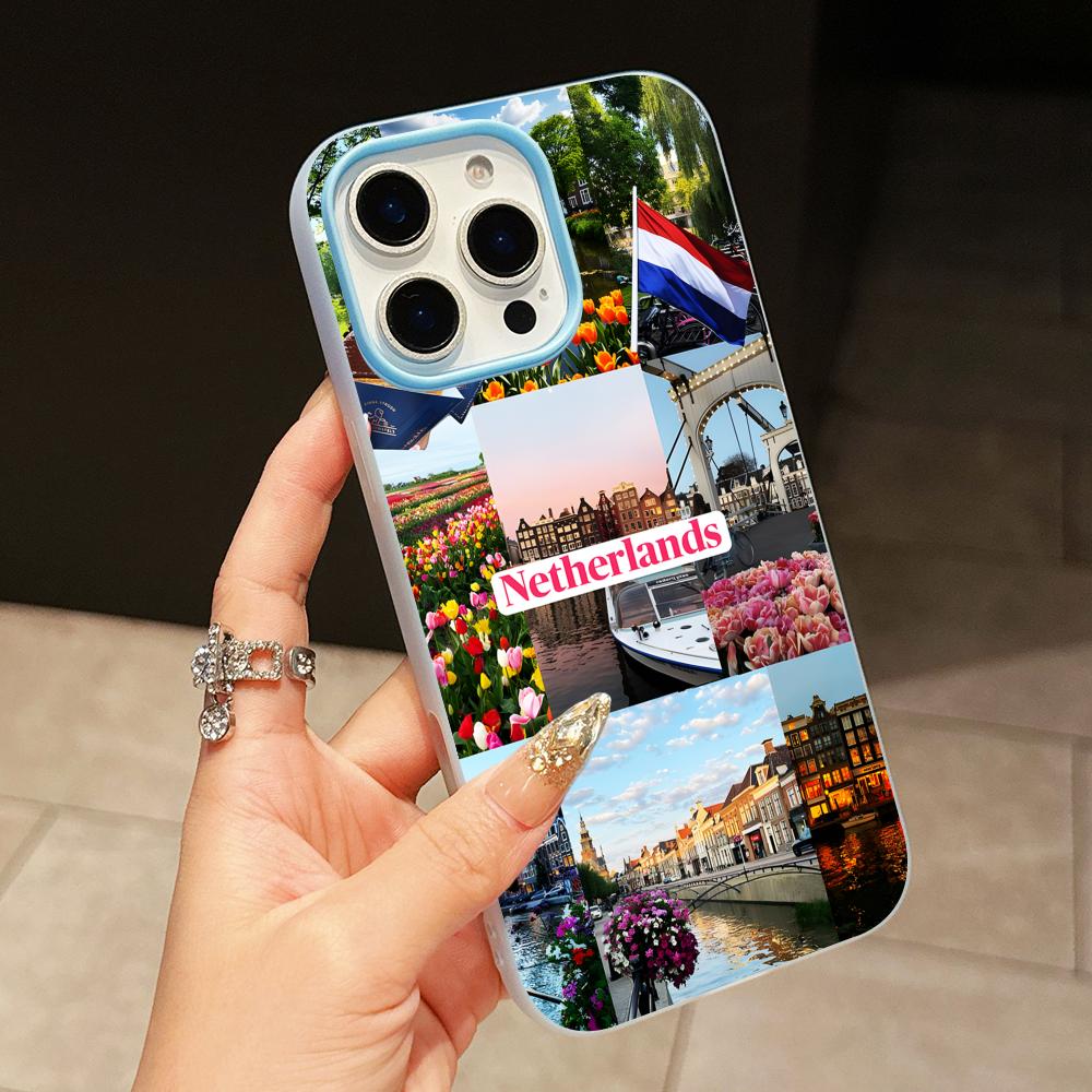 Netherland Dutch Flag Jelly Double layer Light Blue Mobile Phone Case for iPhone 17 16 15 14 13 12 11 Air Pro Max Plus