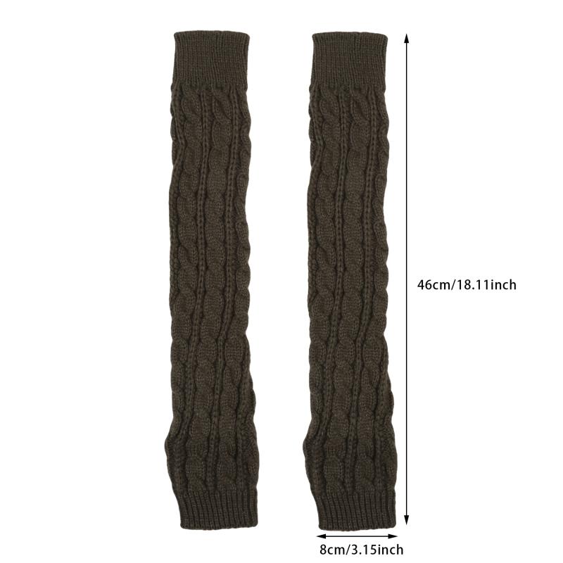 1 пара длинных вязаных унисекс перчаток с полупальцами для женщин и девочек, осенне-зимние, однотонные, теплые варежки до локтя