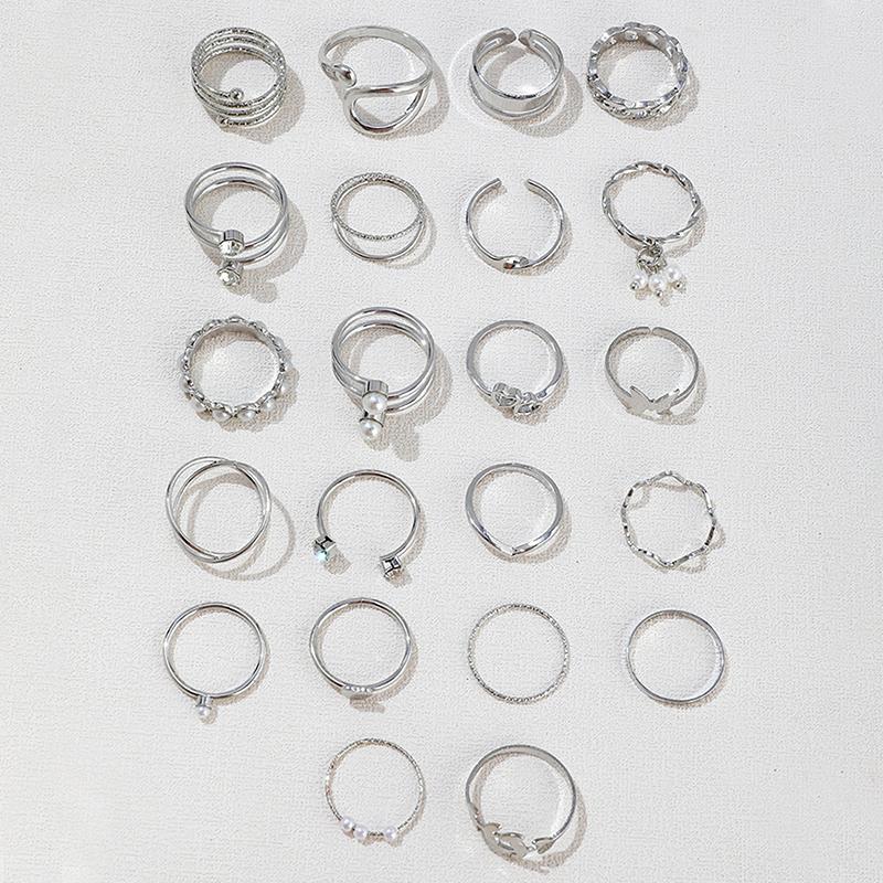 Кольца из сплава, набор для женщин, ювелирные изделия, регулируемое кольцо для девочек, панк-аксессуары, ювелирные изделия