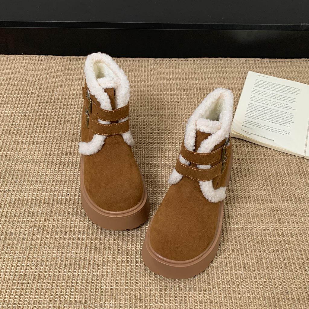 Winter Warm Cotton Women Snow Boots Height Increase Shoes Female Punk Platform Thick Sole Short Booties  De Muje