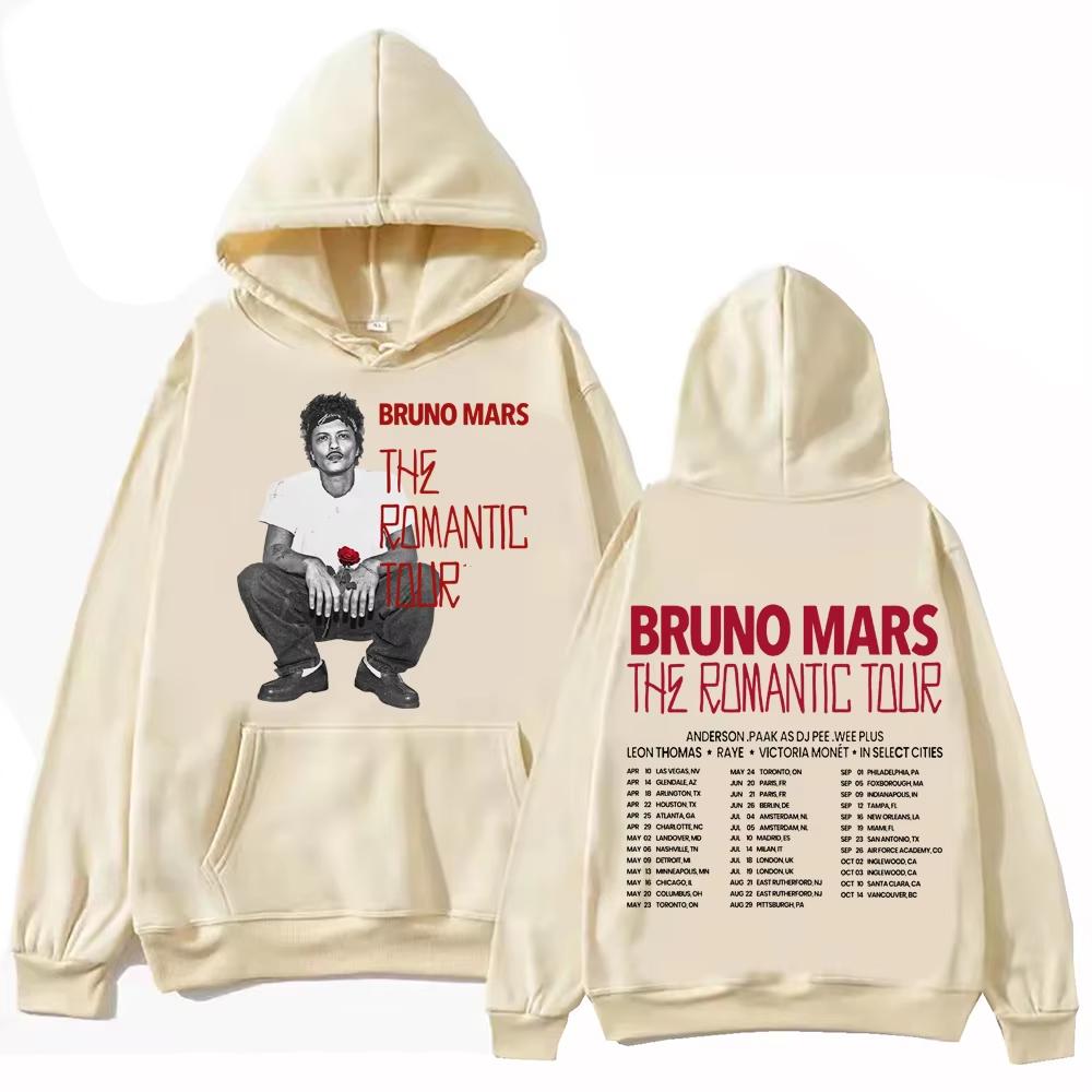 Hot Sale 2026 Bruno Mars The Romantic Tour Hoodie Men Women Fashion Casual Loose Soft Cotton Sweatshirt Loose Cozy and Versatile