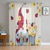 Spring Daisies Ladybug Sheer Window Curtains For Living Room Kitchen Children Bedroom Voile Hanging Curtain