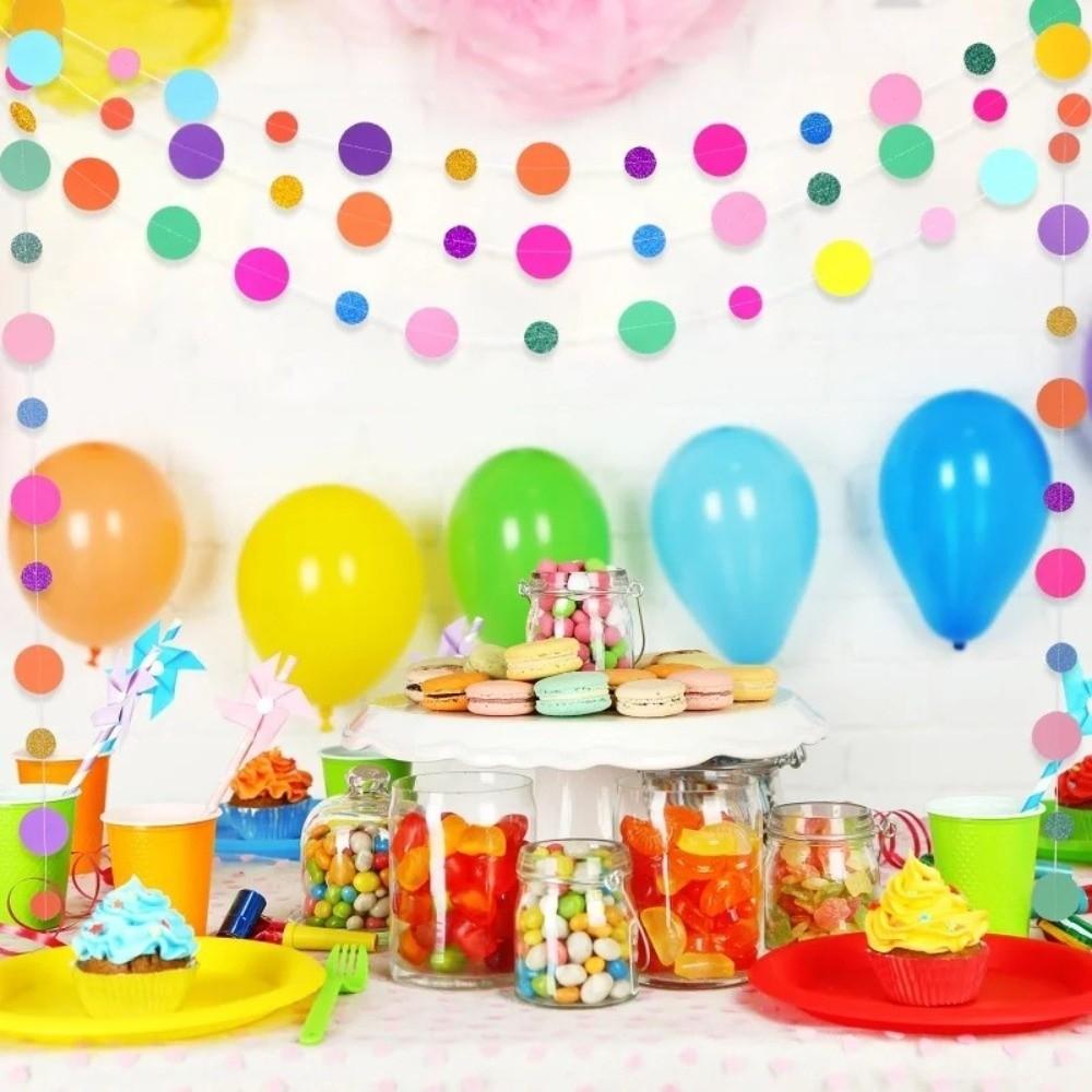 Round Dots Circle Garland Banner Paper Colorful Dot Garland Birthday Party Decorations