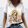 Летняя футболка с 3D-принтом Девы Марии, женская уличная одежда, повседневные футболки, топы Y2k, женские футболки с V-образным вырезом в стиле Харадзюку, одежда оверсайз