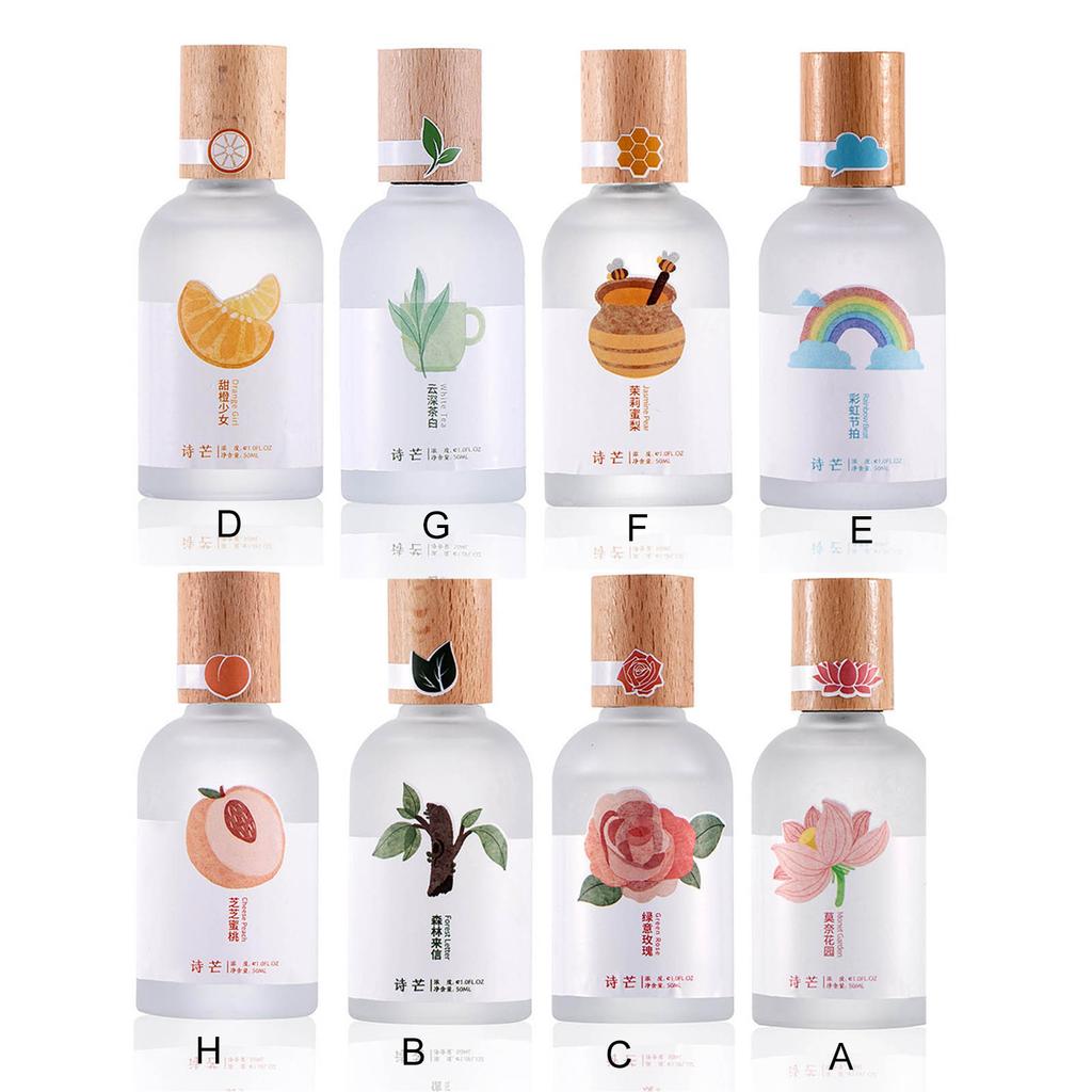 50ml Cute Perfume Beechwood Bottle Cap Frosted Surface Multiple Aromas Fragrant Long Lasting Lady Fragrance for Students