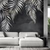 Wallpaper Grey tropical leaves