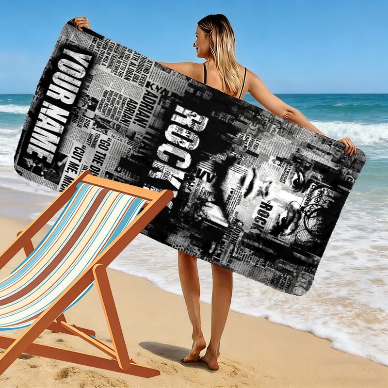 Name Custom Rocky Balboa Print Beach Towel, Large Soft Quick Dry Towel for Beach Camping Swimming