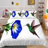 Hummingbird Duvet Cover Set King/Queen Size Small And Cute Tropical Bird Yellow Flower Green Leaves  Bedding Set Women