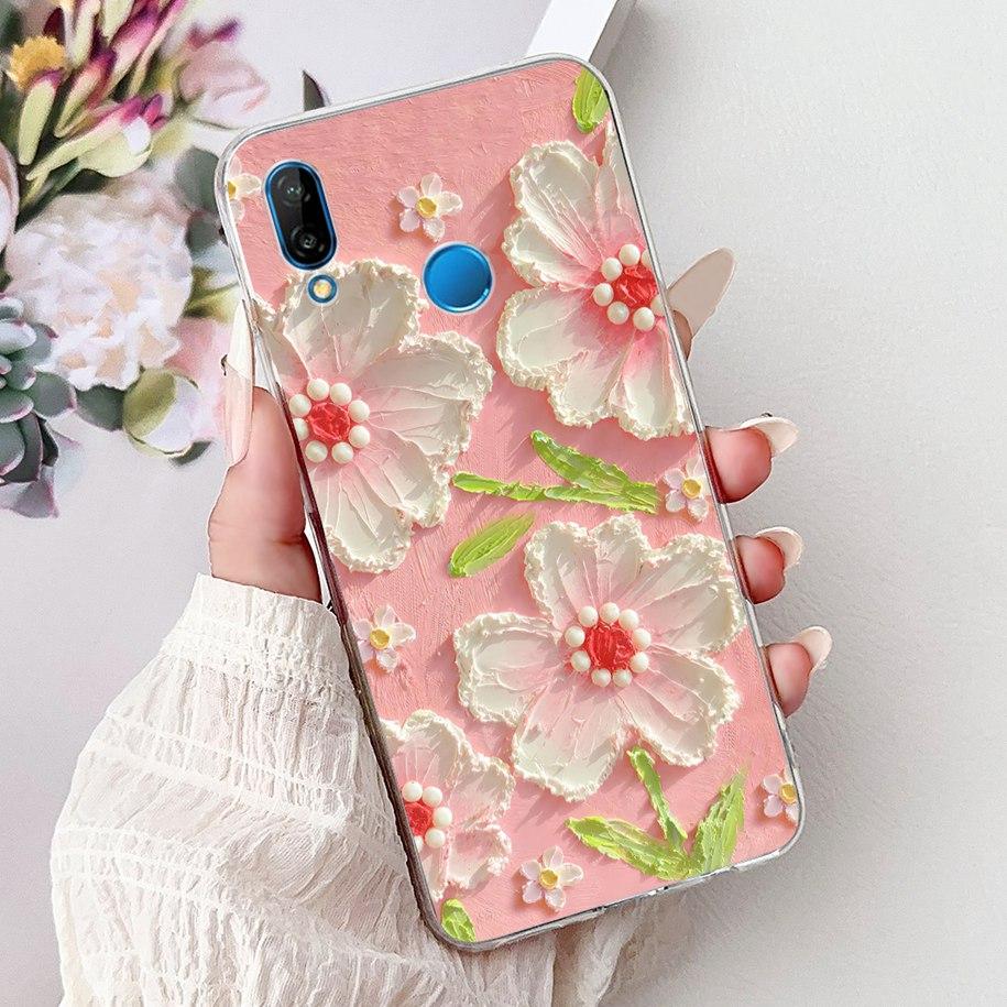 For Huawei P20 Lite Case Popular Flower Butterfly Soft Clear Silicone Phone Back Cover For Huawei P20Lite Nova 3e ANE-LX1 Bumper