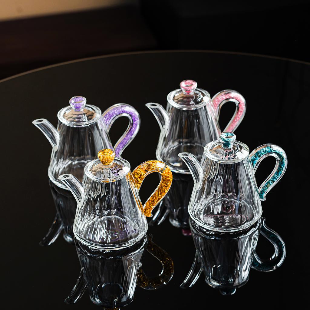 Crystal Glass Teapot Household High-grade Gold Foil Transparent Teapot Office Kung Fu Tea Set Living Room Table Decoration