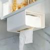 Wall-mounted Tissue Box Napkin Holders Self-adhesive Paper Towel Case Punch Free Removable Paper Box Space-saving Waterproof