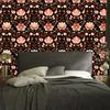 Wallpaper Beautiful Flowers Rust, Black and Orange for Living Room and Bedroom 50x1000