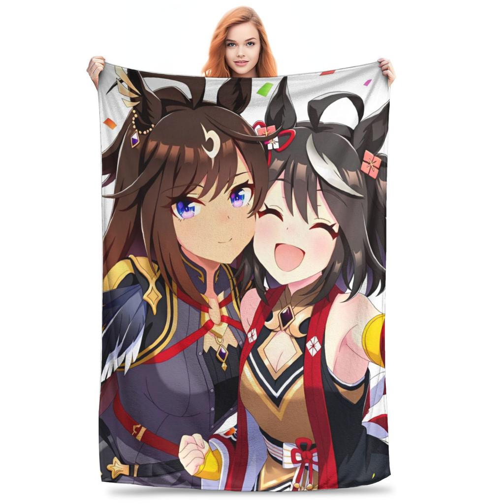 Uma Musume Pretty Derby Одеяло Флис Весна/Осень Многофункциональное Легкое Плед для Дивана Улицы Плюшевое Тонкое Одеяло