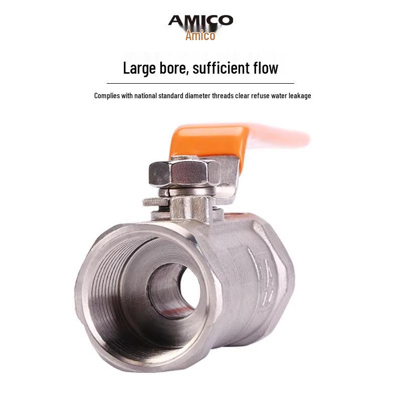 Ameiko 1/2" Two-Piece 304 Stainless Steel Ball Valve with Female Thread for High-Temperature Water Control