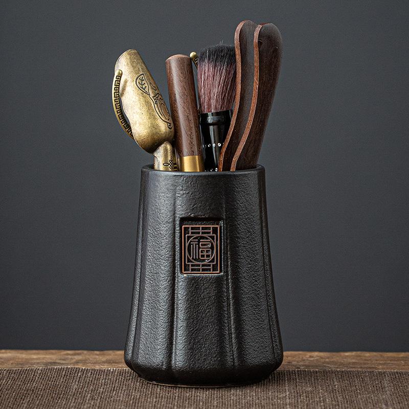 6 шт./набор Инструменты для чайной церемонии, термостойкая чайная банка, деревянная китайская чайная ложка для гунфу, щипцы для чая, набор игл, принадлежности для чайной комнаты