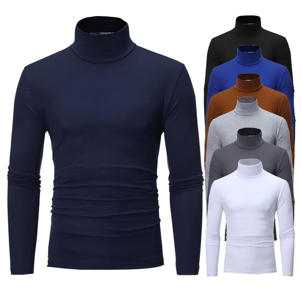Men's Warm T-shirt Long Sleeved Warm Top Winter Sweater Warm Sports Shirt Casual Underwear High Neck Shirt Sports Top Sports Shirt
