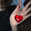 Красное Стеклянное Сердце Ожерелье Романтичный Чокер с Сердцем Красное Полупрозрачное Сердце Ожерелье Подарок для Женщин