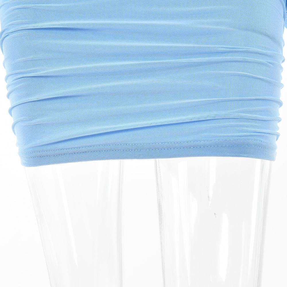 Summer Women's Temperament V-neck Gauze Long Sleeve Backless Short Dresses