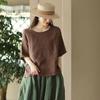 Women Summer Simplicity Loose Fashion Solid Color Cotton and Linen O-neck Short Sleeve T-Shirt Ladies Casual Appear Thin Top Tee