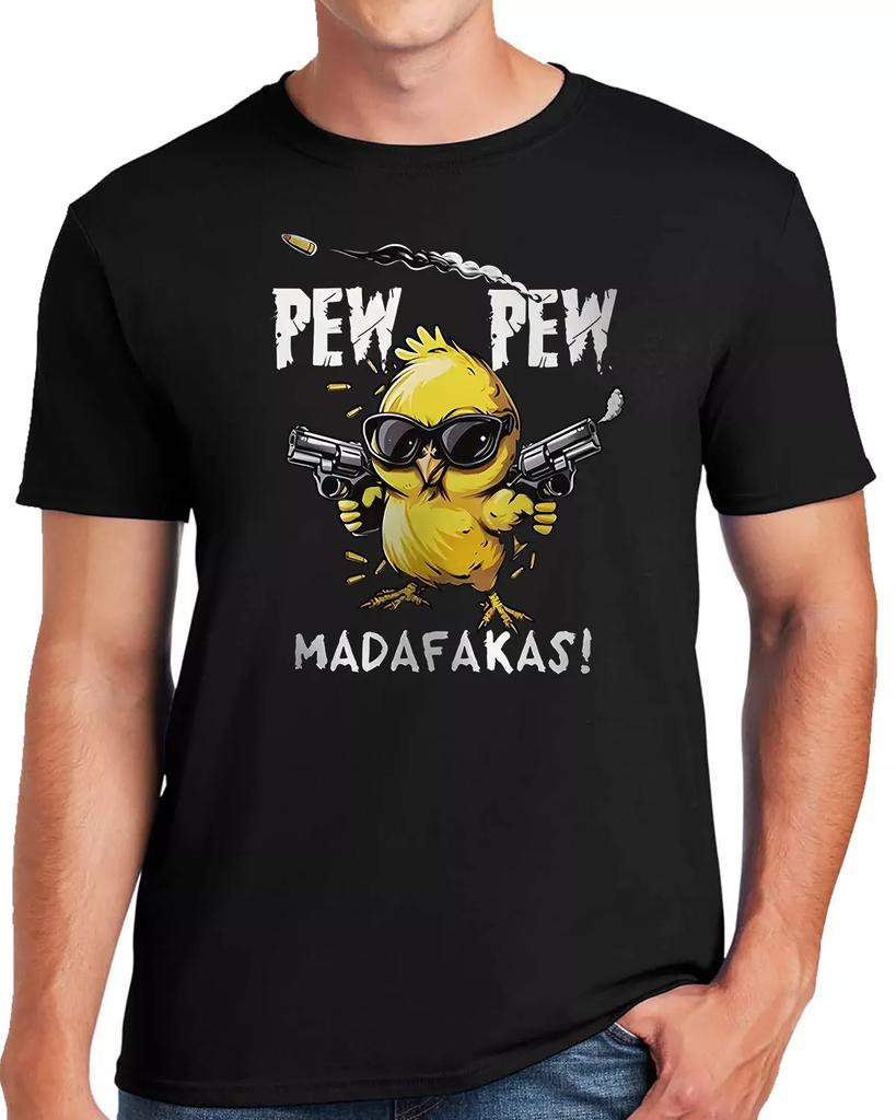 New Pew Pew Madafakas T-Shirt Crazy Duck Funny Novelty Retro Xmas Gift Tee Top