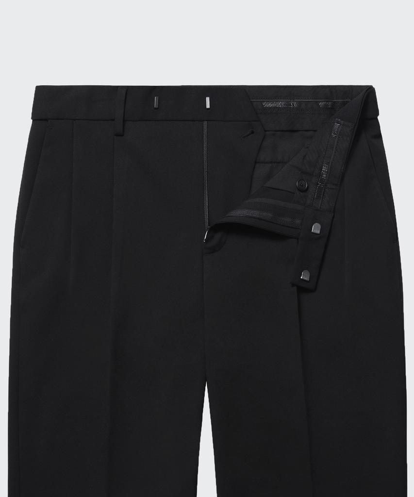 MUSINSA STANDARD Real Wide Hidden Banding Slacks [Black]