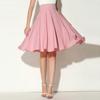 Women Solid Flared Retro Casual Knee Length Pleated Midi  Work Skirt