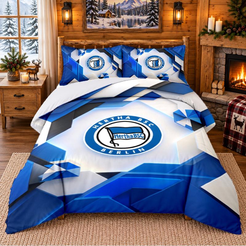 Printed 3Pcs Bedding Set hertha bsc FC Pattern Bed Sheet Pillowcase For Bedroom Decor