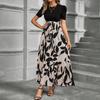 Women's Floral Print High Waist Fashionable And Elegant Dress