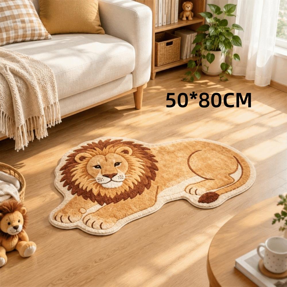 Soft Faux Cashmere Faux Animal Print Rug Moisture Absorbent Bathroom Floor Mat Living Room Floor
