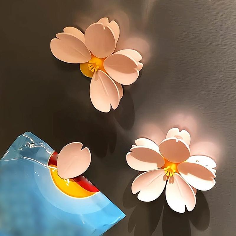 Магнитная застежка Sakura — креативный кухонный гаджет, многофункциональный упаковщик для закусок и продуктов, уникальная застежка в виде лепестка, милый магнит на холодильник.