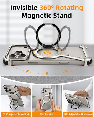 Чехол Eary Z для iPhone 17 Pro Max Air, безрамочный, с магнитной подставкой 360° для MagSafe, противоударный защитный чехол