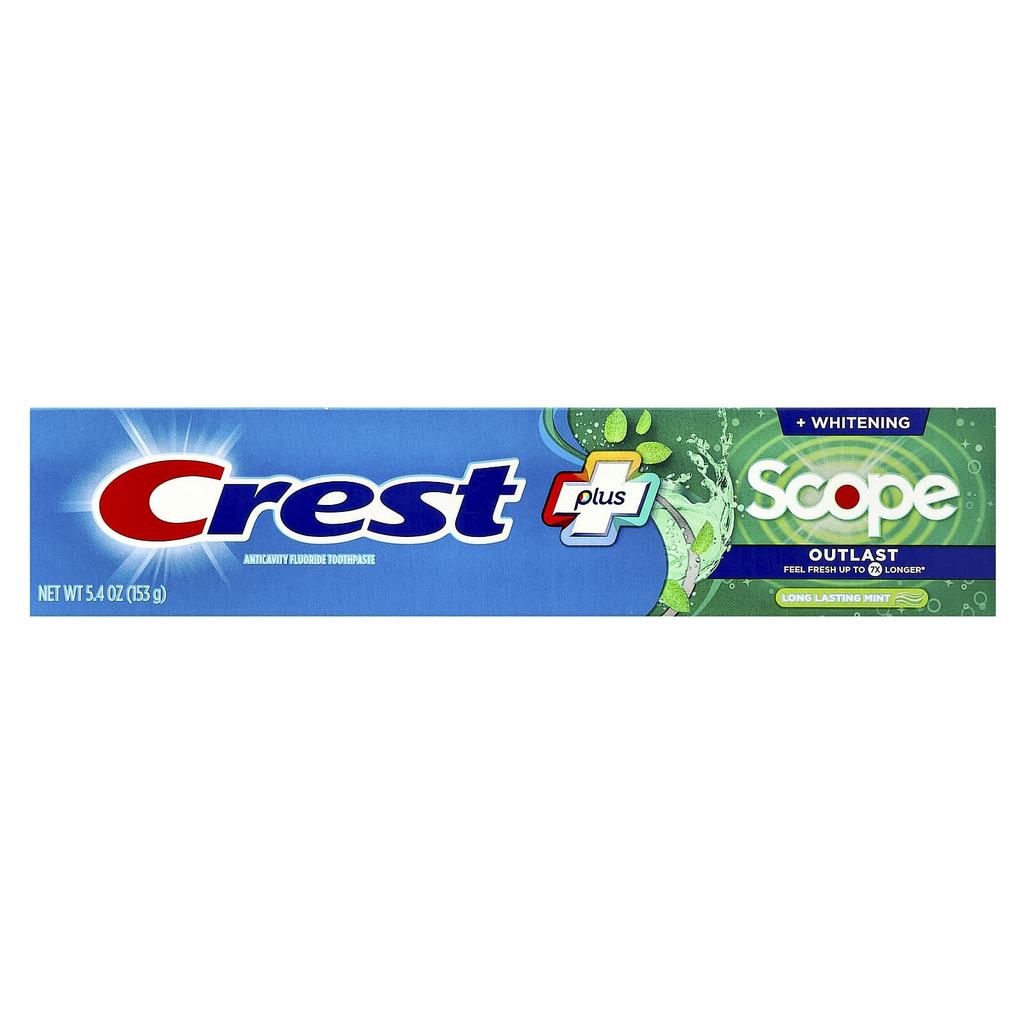 Plus, Scope, Outlast + Whitening, Cavity Prevention Fluoride Toothpaste, Mint, 153G(5.4Oz)