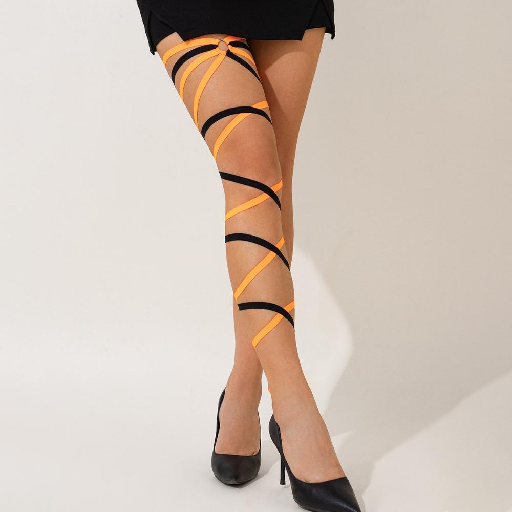 Fashion Sexy Hot Girl Geometry Multicolor Elastic Band Multi-layered Cross Leg Chain for Women Body Chain Personality JK Jewelry