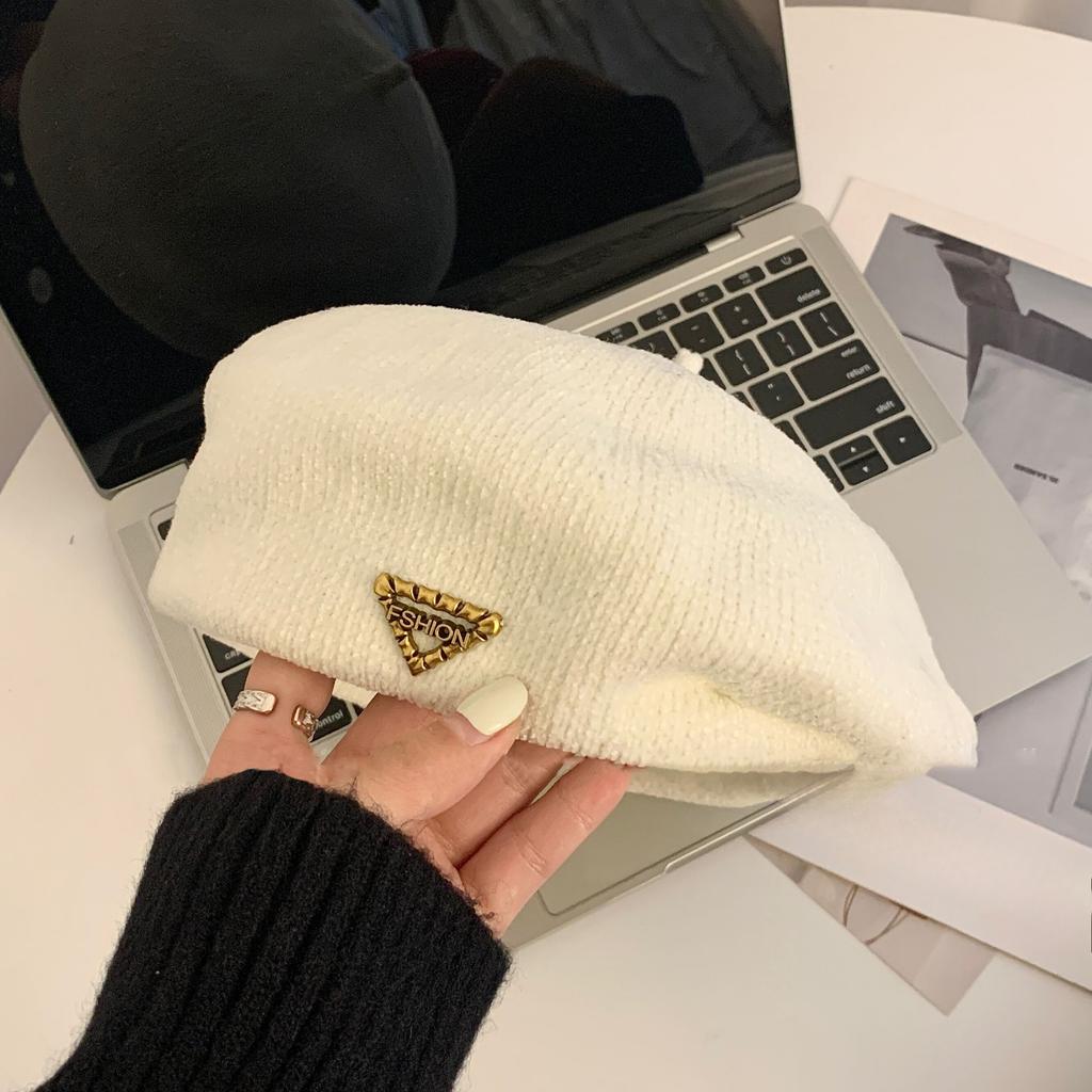 New Autumn and Winter Hat for Women's Retro Beret Big Head Circumference Showing Face Little Painter Hat Korean Casual and Versatile Front Hat