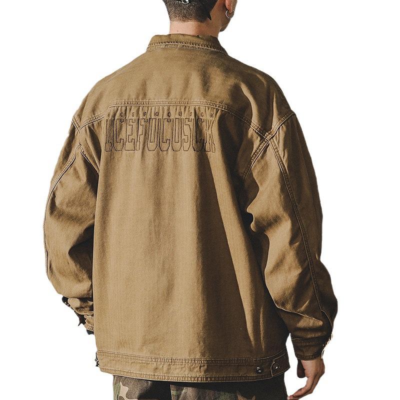 Men's Retro Herringbone Workwear Jacket - American Style, Heavyweight, Spring/Autumn