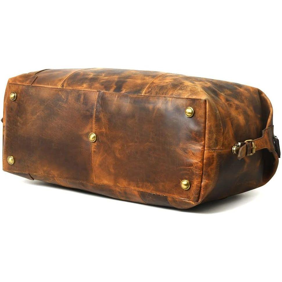 Сумка-даффл из кожи буйвола 24 дюйма | Дорожная сумка из натуральной кожи для мужчин и женщин | Ручная кладь | Мужская сумка-даффл