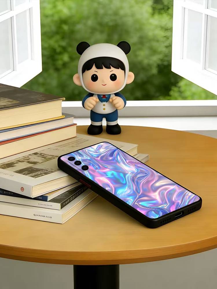 Психоделический голографический чехол для телефона Samsung Galaxy A73, A72, A71, A70, A53, A52, A51, Другие, Мягкий черный чехол